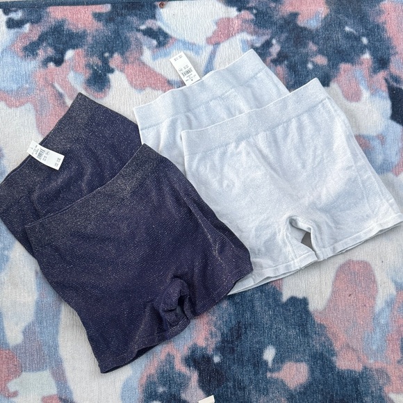 NWT Set of 4 Aerie Lurex Sparkly Glittery Boyshorts in Navy and White - Picture 1 of 6